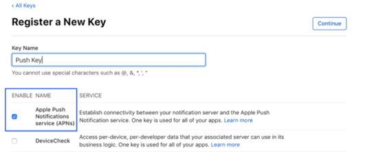 Register a New Key dialog
