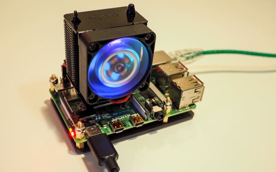 Raspberry Pi 4 with RGB Cooler Tower temperature test