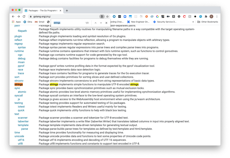 Golang 搜索字符串