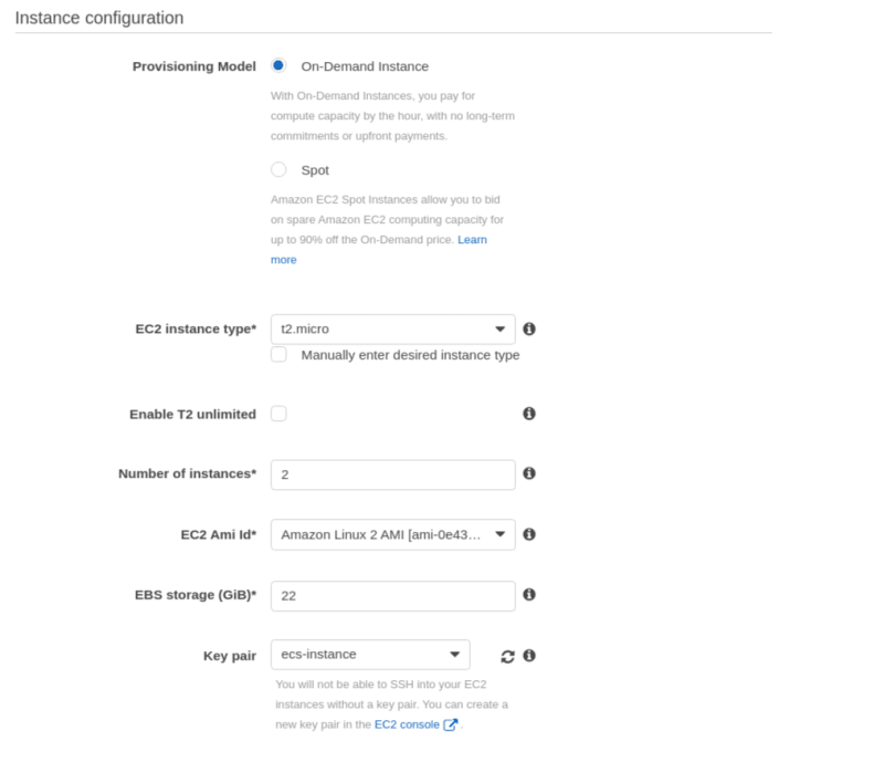 Instance configuration for your cluster