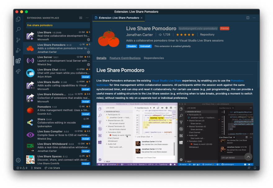 Live Share Pomodoro Extension