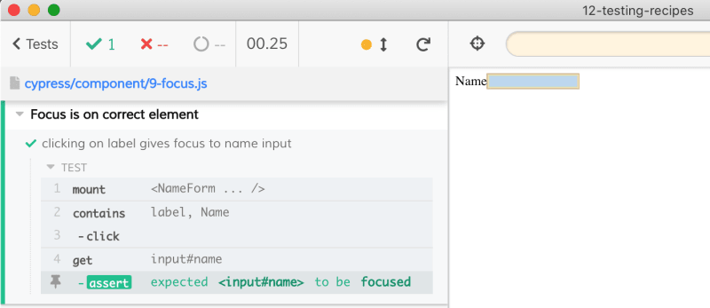 Confirming the clicked input has the focus