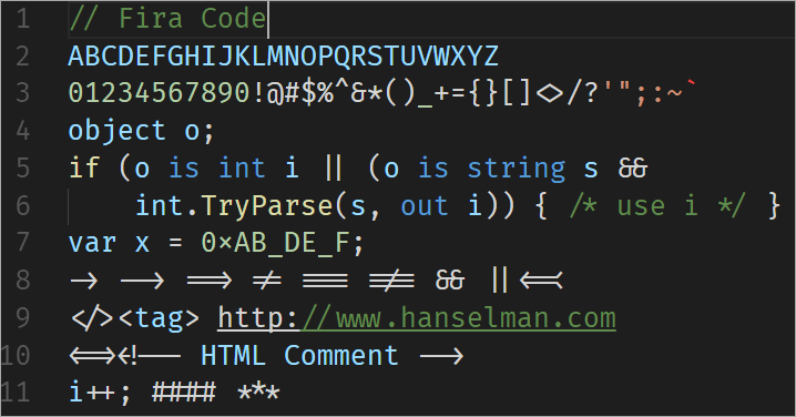 FiraCode example