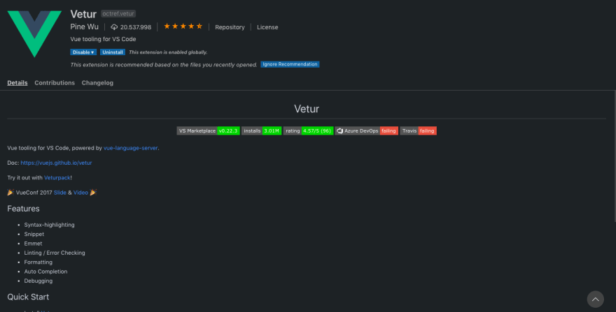 Vetur Screenshot
