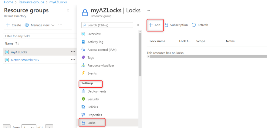 resource group with lock