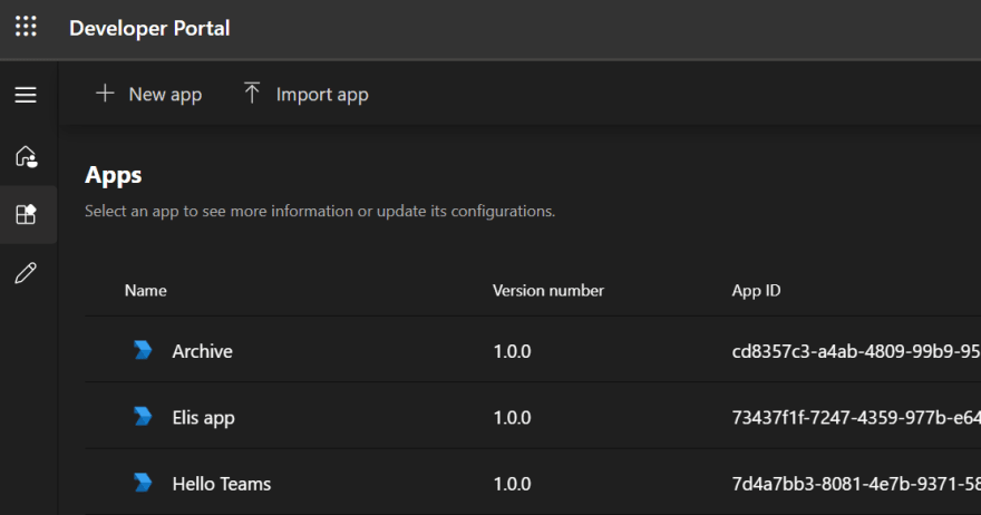 Devportal all apps page