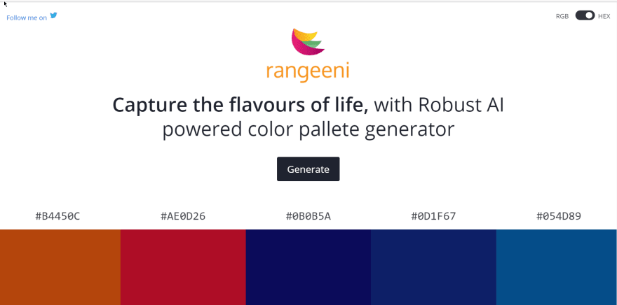 Rangeeni - Robust AI-powered color palette generator