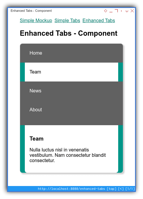 Tabs Component: Mobile