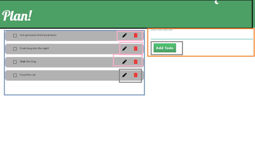 todo application highlighting all its components
