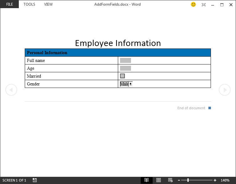 where to find form fields in word