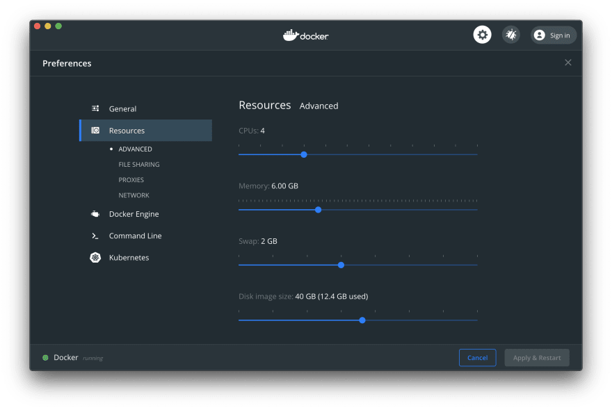 Docker disk image size