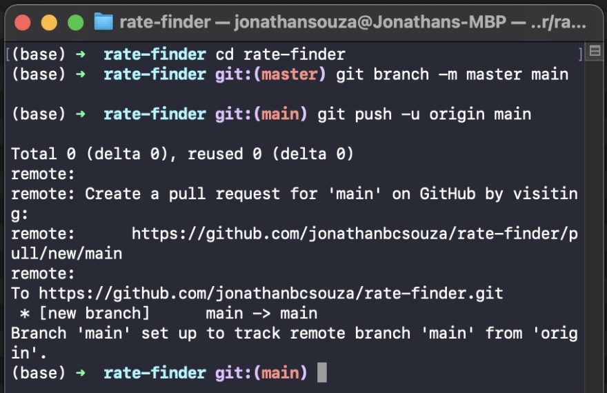 git rename branch main