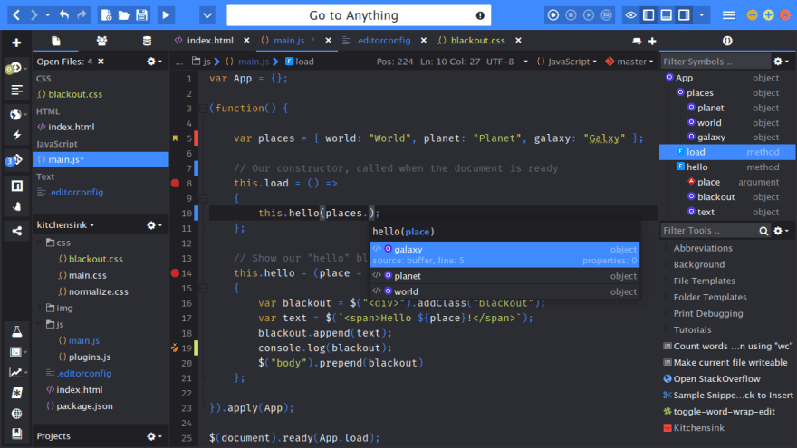 javascript ide for mac 2016