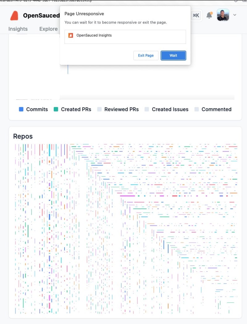 Dependabot trying to load a million plus repositories into a tree map component, causing my page to freeze.