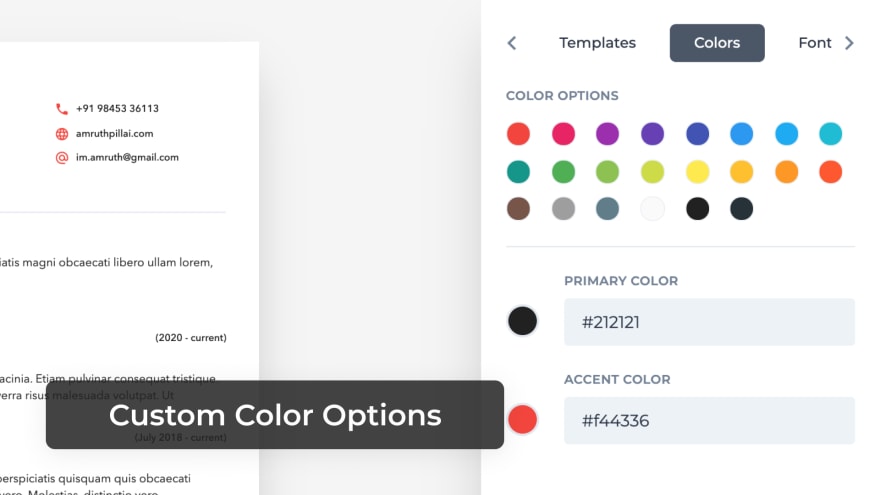 Custom Color Options