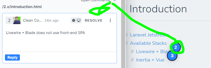 Click resolve to close green light comments out