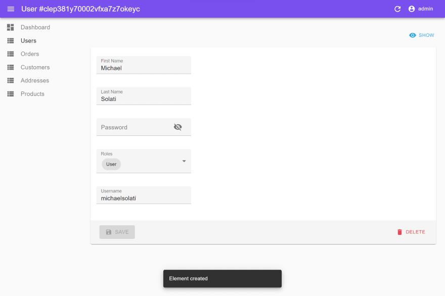 Creating a new user