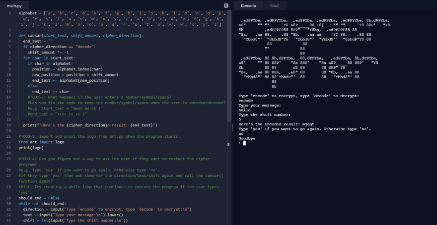 Day 9 Of 100daysofcode Caesar Cipher Dev Community