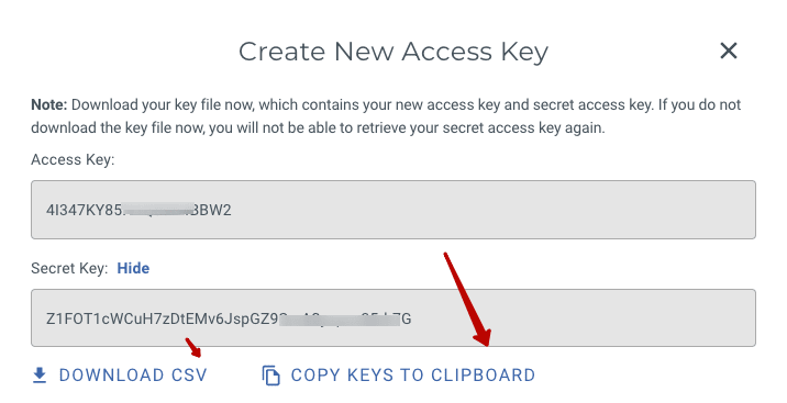 save the generated access key