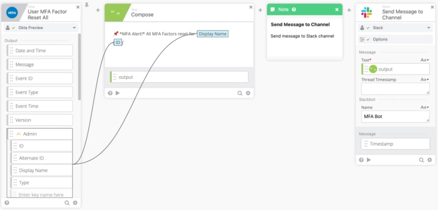 A workflows with connections line on