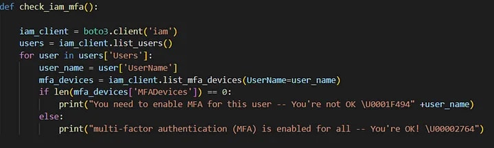 Ensure multi-factor authentication (MFA) is enabled for all IAM users