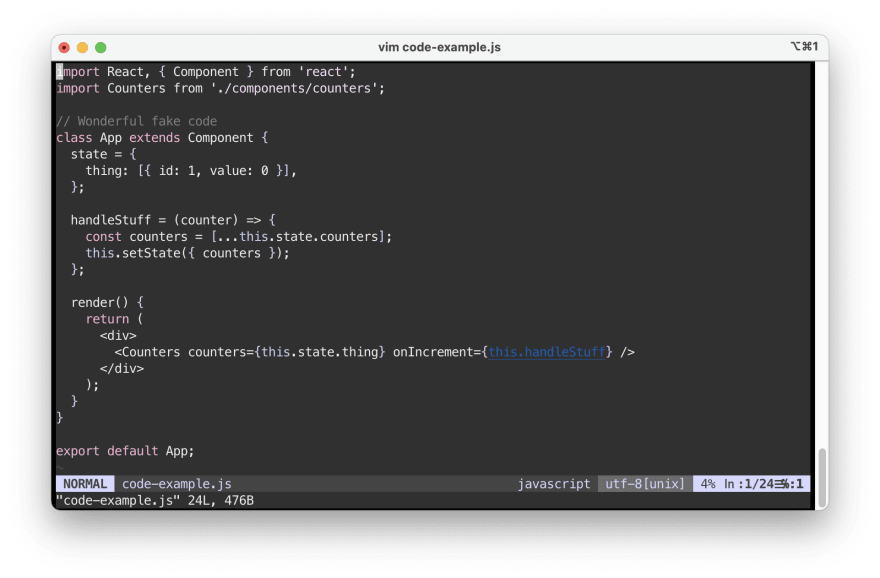example of the Cosme vim colorscheme