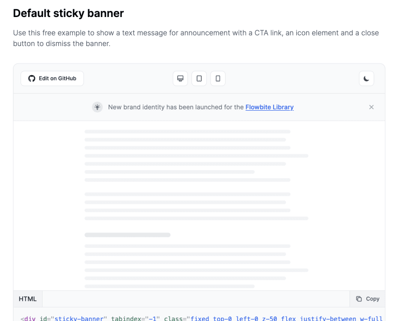 Tailwind CSS Sticky Banner