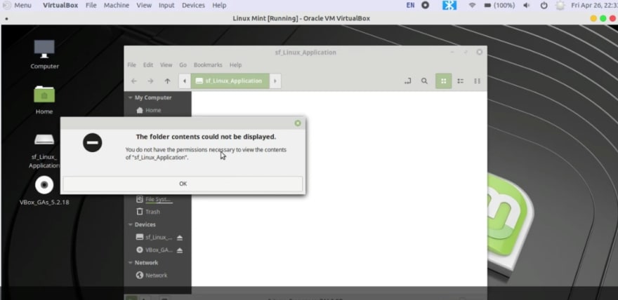 virtualbox shared folder ubuntu access denied