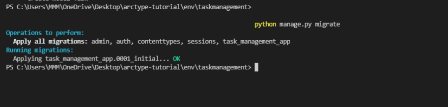 Running the migrations.