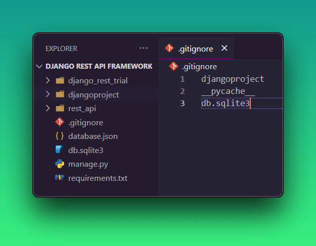 Image showing .gitignore file