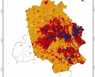Map showing density of victims