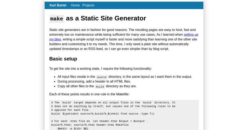  raw `make` endraw  as a Static Site Generator