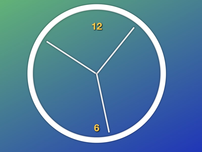 Analog clock with a blue green gradient background