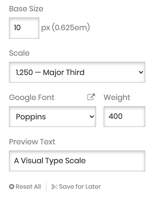 Screenshot from Type Scale