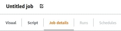 Create job details in AWS Glue Studio