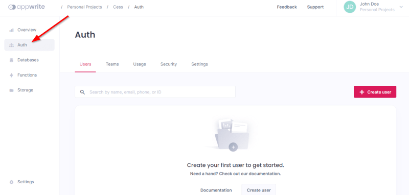Authentication page