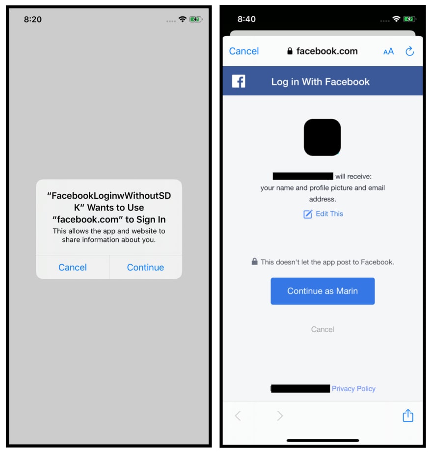 Implementing Facebook Login on iOS without the Facebook SDK - DEV