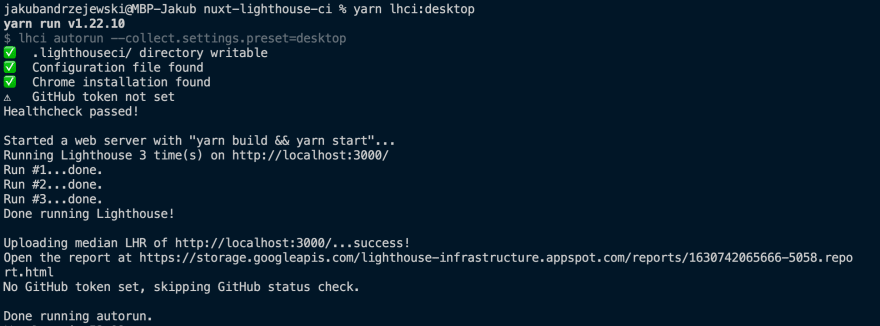 Nuxt Lighthouse result