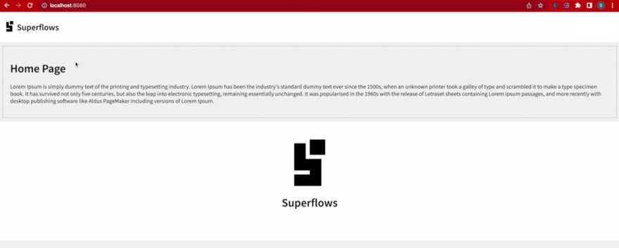 home page content layouted