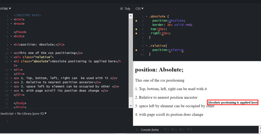 CSS Absolute Property Demonstration