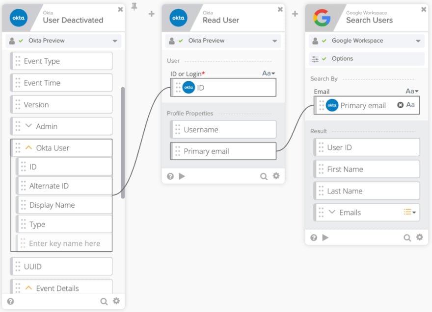 Finding a user in Google Workspace based on Okta user ID