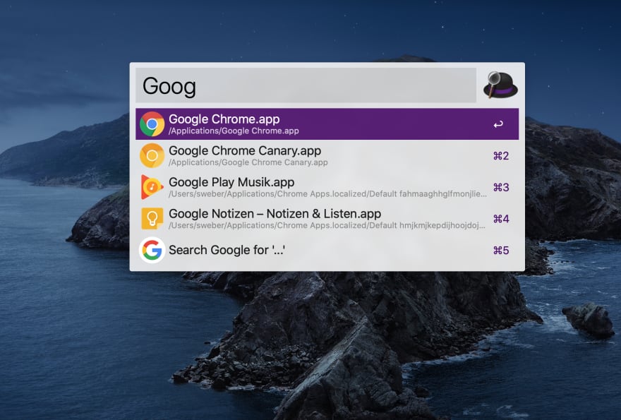 Launch apps or search for content