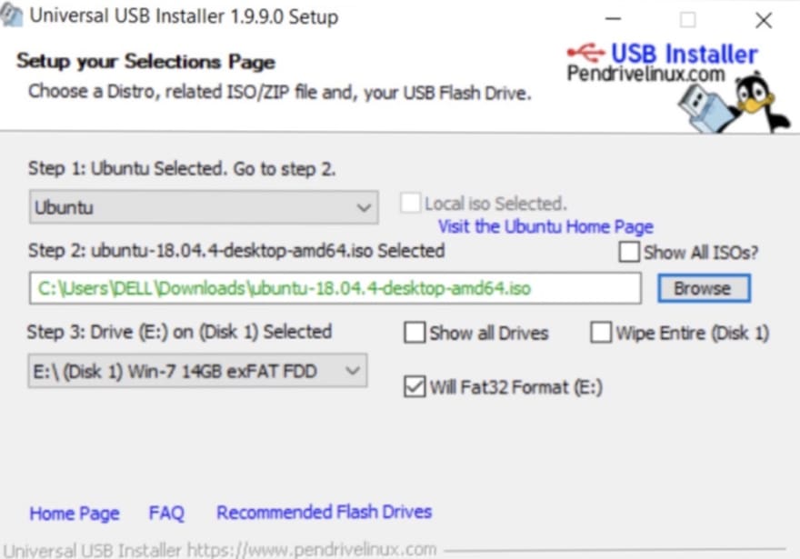 windows 10 format usb drive ubuntu