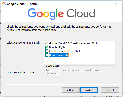 Install  raw `gcloud` endraw  on Windows