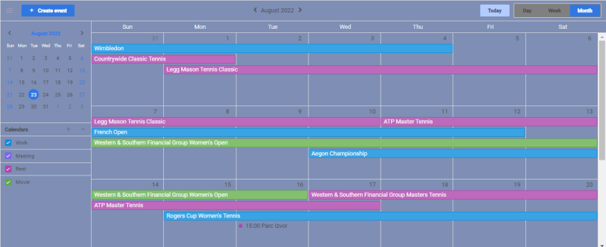Custom event calendar