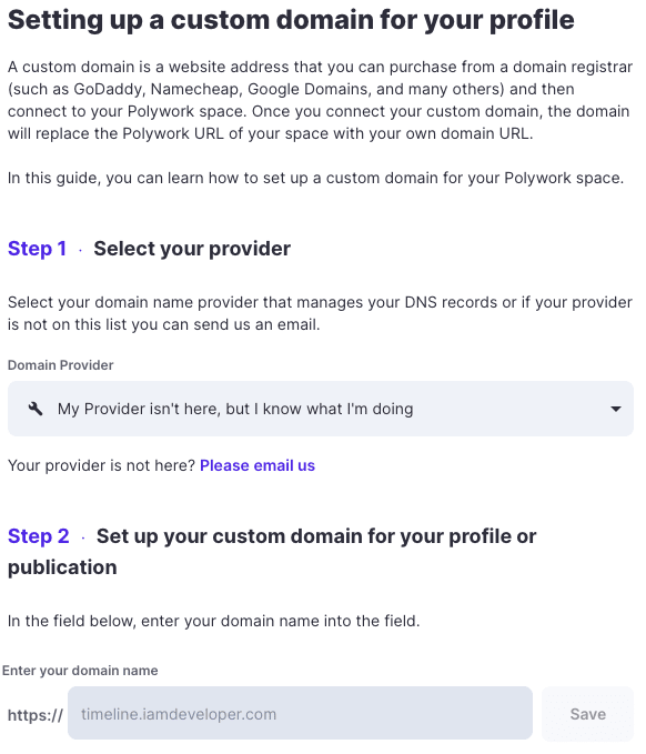 Polywork, set up a custom domain