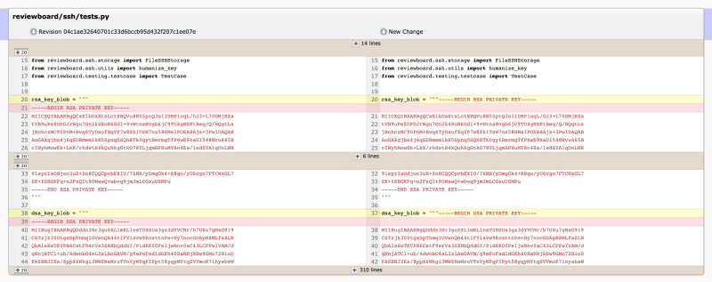 Screenshot of Review Board changes