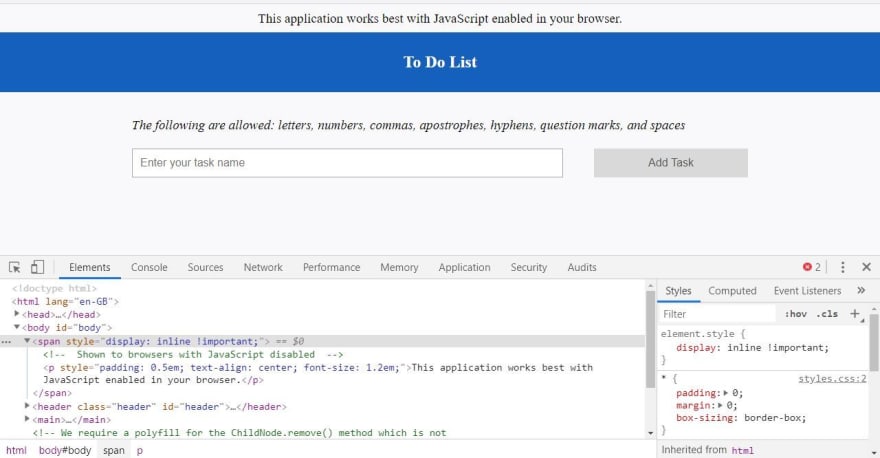 My WebDev Notes HTML noscript tag and script blocking extensions