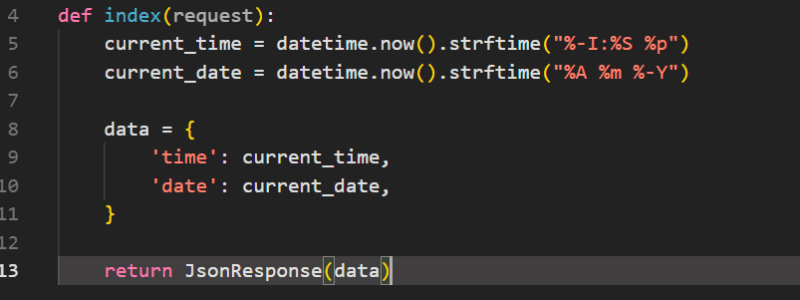 View for returning time and date