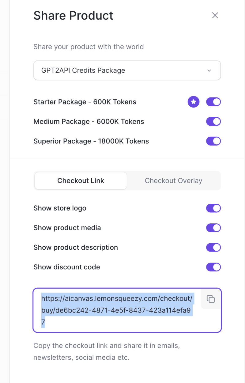 Checkout link of GPT2API